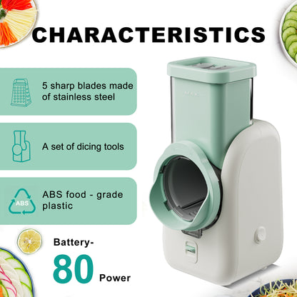 GD 6 in 1 Stainless Steel Electric Cheese Grater for Mincing, Dicing, Shredding