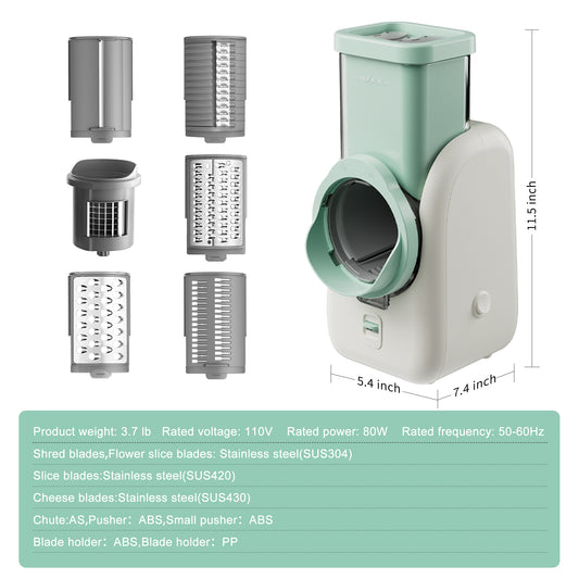 GD 6 in 1 Stainless Steel Electric Cheese Grater for Mincing, Dicing, Shredding